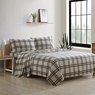 Imagen de Eddie Bauer Edgewood Cuadros Franela Juego de sábanas, Plaid, Cama Individual