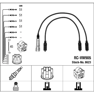 Imagen de NGK 8623 Juego de Cables Encendido 5 VOLKSWAGEN: Corrado, Passat B3/B4 Berlina
