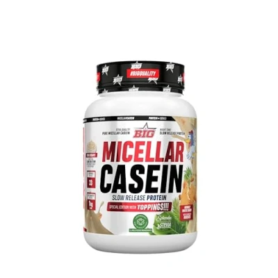 Imagen de BIG Caseina Micelar de Maxima Calidad, Proteina Liberacion Sostenida para Recuperacion y Masa Muscular, Textura Cremosa (Con toppings (trocitos), Mowgly White Choco)