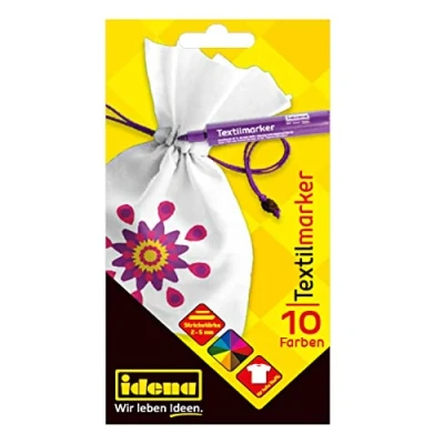 Imagen de Idena Marqueur tissus clairs, 10 feutres Textiles de Couleurs Vives, idéal pour Les T Shirts, sacs en Tissu et différents matériaux, impresión Letras, Multicolor Berlin 61044