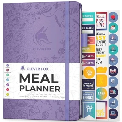 Imagen de Clever Fox Agenda semanal de comidas, diario y preparación comidas con listas compras comestibles para planificación menús, dieta saludable seguimiento pérdida
