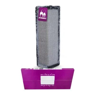 Imagen de Petrebels rascador para gatos, 57 cm de altura, calidad sisal, tabla rascadora con alfombra y felpa premium esquinas habitaciones, en caja regalo, color gris