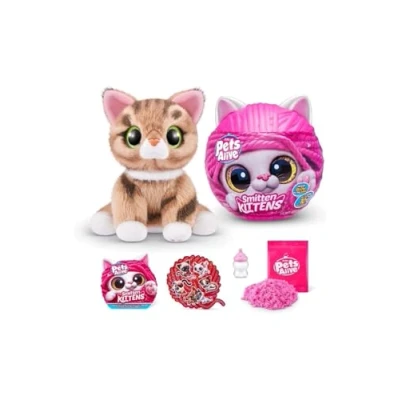 Imagen de Pets Alive Smitten Kittens Surprise (Tabby Cat Ginger) por ZURU Nurture Play Juguete Suave para desembalar, adopta 10 Sonidos interactivos