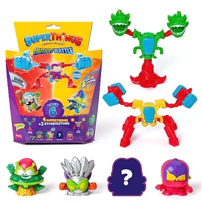 Imagen de SuperThings Serie Mutant Battle Pack de 6. Incluye 4 (1 capitán Plateado) y 2 Exoskeletons. 6