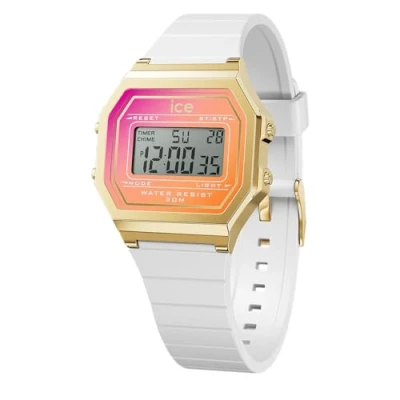 Imagen de ICE Watch digit retro White sunkissed Reloj blanco para Mujer con Correa de polyamide 022720 (Small) Blanco, rosa y naranja