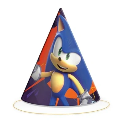 Imagen de BeenSmile, Gorros SONIC PRIME, de Cartón, Decoración Cumpleaños Infantil, Gorritos para Fiesta Cumpleaños, 6 Unidades