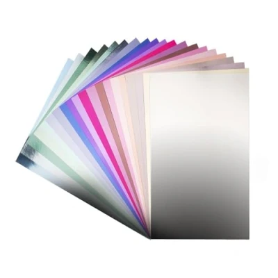 Imagen de Ideen mit Herz Cartulina de espejo, papel metálico, para manualidades, 20 hojas, DIN A4, 200 g/m², colores, parte trasera blanca