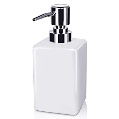 Imagen de Dispensador de jabón, Dosificador Jabon Lavavajillas Ceramica Blanco Botes para Gel y champu Ducha Botella Bomba Recargable Jabón Cocina