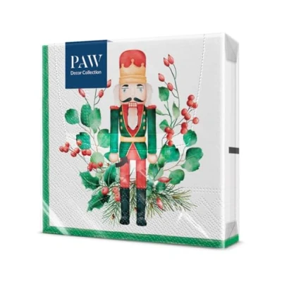 Imagen de PAW Servilletas de Papel 3 Capas (33 x 33 cm) 20 Unidades Navidad con motivos invernales y navideños Ideales para la mesa festiva Color: Composition With Nutcracker