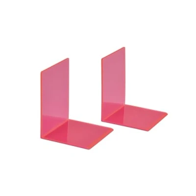 Imagen de MAUL Sujetalibros (2 Piezas) 10x10x13cm Sujeta Libros, Separador de Libros para estanteria en Elegante acrílico Apto Muebles Rosa