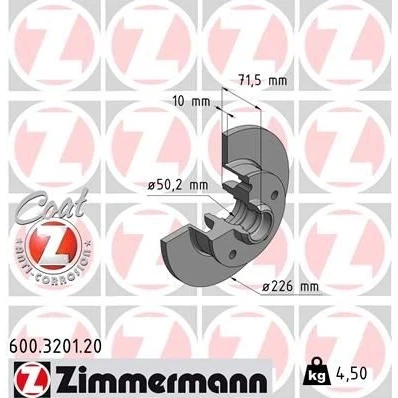 Imagen de ZIMMERMANN COAT Z 600.3201.20 Disco de freno 226 10 5/5 5 100 macizo revestido sin cojinete rueda, anillo sensor ABS VOLKSWAGEN: GOLF 3, Corrado