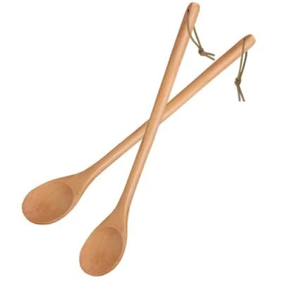 Imagen de Cuchara Madera 33cm Cocina de Mango Largo Mezcla Utensilios Multiusos Juego 2