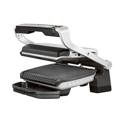 Imagen de Tefal Optigrill GC705D Parrilla de contacto inteligente, 6 programas automáticos, ajusta la temperatura y el ciclo parrilla, placas antiadherentes, 30 cm x 20 cm, acero inoxidable/negro