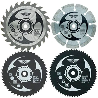 Imagen de 4 hojas de sierra HSS TopsTools CSK115_4 115 mm, 120 24T, 44T, 60T, diamante, 9,5 mm diámetro