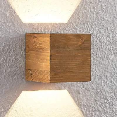 Imagen de LED Lámpara de pared &#039;Benicio&#039; en Marrón hecho Madera e.o. para Salón &amp; Comedor (1 llama,) Lindby lámparas madera, aplique