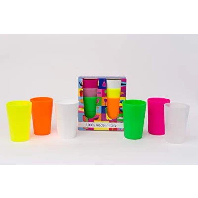 Imagen de Mojito Design Juego de Vasos la línea «Cocktail 35», 6 Colores, plástico, Multicolor, 7,8 x 11,5 cm