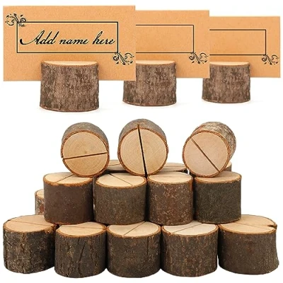 Imagen de BELLE VOUS Pack de 30 Marcasitios Madera Rústica para Números Mesa y Tarjetas Identificativas Carteles Bodas, Cumpleaños, Fiestas Rodajas Fotos o Notas
