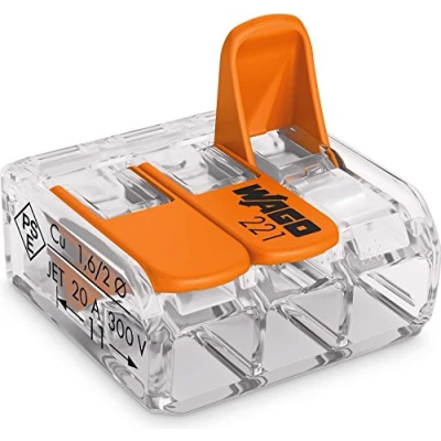 Imagen de Conectores de bloque terminal cable 12 V, 220 240 V (10 unidades Wago 221 413)