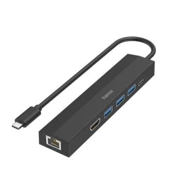 Imagen de Hub Hama 00200144, 6 Conexiones, 3x USB A, 1x C, HDMI, LAN, 5 Gbps, Negro