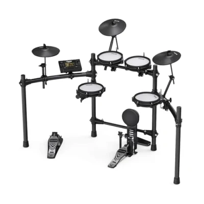 Imagen de Nux DM 210 digital Drum Kit, batería con parches de malla (tecnología disparo dual, aux in, Bluetooth, función coach, puerto USB para MIDI y biblioteca sonidos), Negro