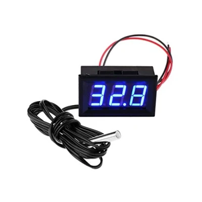 Imagen de FBBULES Termómetro Digital de 12V con Sonda Medidor LED Temperatura Monitor para Congelador Refrigerador Pecera Acuario,Azul