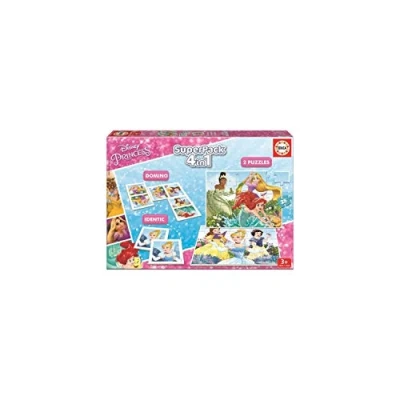 Imagen de Educa Superpack Princesas Disney Princess Pack de Domino, Identic y 2 Puzzles, Juego Mesa, Multicolor (17198)