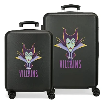 Imagen de Disney Villains Malefica Juego de Maletas Negro 55/65 cms Rígida ABS Cierre combinación Lateral 56L 6 kgs 4 Ruedas Dobles Equipaje Mano