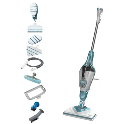 Imagen de BLACK+DECKER Mopa a Vapor 2 en 1, potencia de 1.600 W, con Cabezal Delta y Accesorios, Elimina el 99.9% Gérmenes, Incluye 11 BHSM166DSM