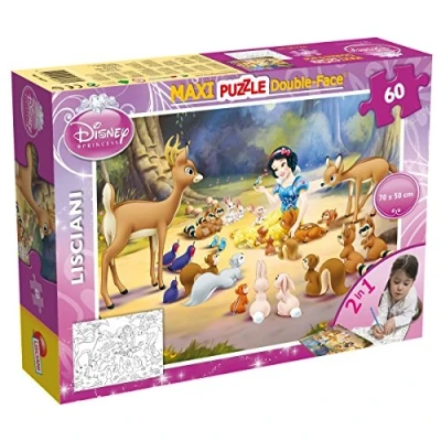 Imagen de Liscianigiochi Puzzle Maxi Floor para niños de 60 piezas 2 en 1, Doble Cara con reverso colorear Disney Blancanieves 46577