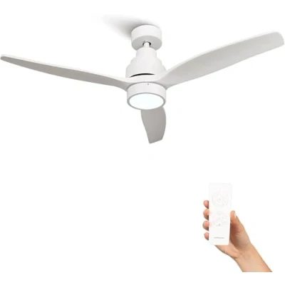 Imagen de Mellerware Ventilador de Techo con Mando a Distancia Brizy Bright 45 W 6 Velocidades Ultra silencioso 3 Aspas 132 Diámetro Función Verano Invierno Temporizador LED White