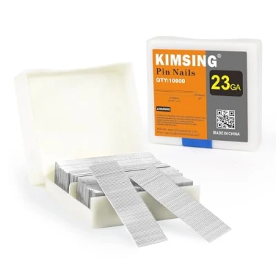 Imagen de clavos de acero inoxidable KIMSING P620SS, calibre 23, 9.000 piezas/caja, sin cabeza 20 mm longitud, aptos para clavadoras neumáticas y