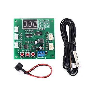 Imagen de Módulo de Controlador, DC 12V 24V 48V 2 Canales PWM Controlador Temperatura del Ventilador 4 Cables Visualización Gobernador Velocidad para Ventilador/Alarma PC