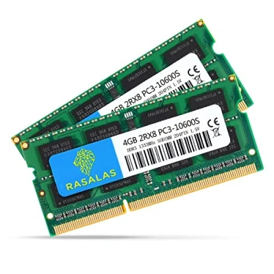 Imagen de Rasalas 8GB Kit (2X4GB) PC3 10600 DDR3 1333mhz Sodimm RAM for AMD Intel Laptop, MacBook Pro 13/15/17 Inch Early Late 2011, iMac 21.5 Mid 27 Mac Mini 5,1 &amp; 5,2