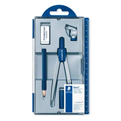 Imagen de Staedtler Noris Club 550 60 S1. Set de dibujo con estuche, compás escolar, tubo minas, lápiz y goma borrar