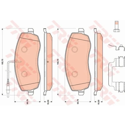 Imagen de TRW GDB1820 Juego de pastillas freno con contacto avisador desgaste tornillos pinza PEUGEOT: 807, CITROËN: C8, FIAT: Ulysse II