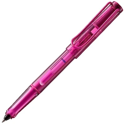 Imagen de Lamy Balloon 311 Bolígrafo de punta redonda transparente en color rosa con mango distintivo y clip metal pulverizado, cartucho tinta, ancho trazo B