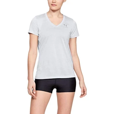 Imagen de Under Armour Tech Short Sleeve V Twist, Camiseta Mujer, Negro (Halo Gray/Metallic Silver (014)), M