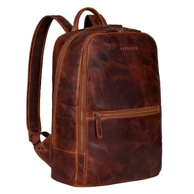 Imagen de STILORD &#039;Kellis&#039; Mochila Portatil 15.6 Cuero Mujer y Hombre Bolso Universidad Trabajo Estudiante Piel Maleta Mochila, Color:Kara Cognac