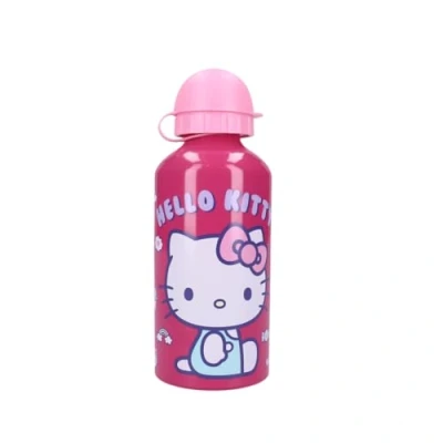 Imagen de My sweety pop Botella para niña hello Kitty de aluminio niños, guardería, escuela, vacaciones, comida 19 cm 500 ml Hidratación Idea regalo (Hello Rosa)