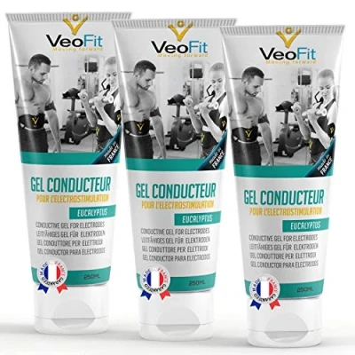 Imagen de VeoFit Gel Conductor Eucalipto 3 x 250mL Electrodos Electroestimulacion EMS y TENS, de Contacto para Electroestimulador Muscular