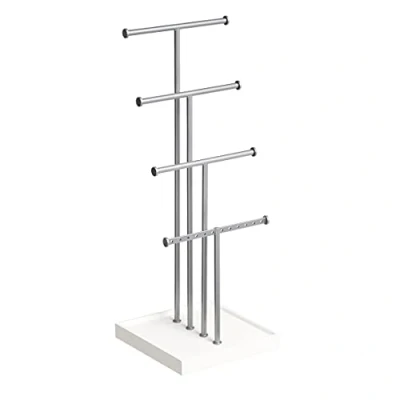 Imagen de Amazon Basics Irregular Joyero de cuatro pisos con forma árbol, blanco/níquel