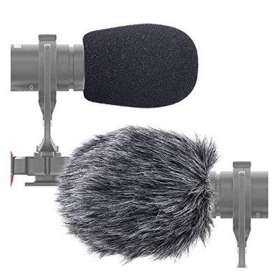 Imagen de SUNMON Furry Orejera para parabrisas, filtro de micrófono/espuma el viento, compatible con micrófono Rode VideoMicro Videomic Me L (2 unidades)