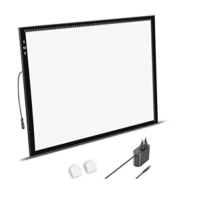Imagen de HSK A2 LED Mesa de Luz Dibujo Modos bloqueo/desbloqueo Botón atenuación táctil Súper brillo 5000 Lux Empaquetado con Europa adaptador 12V 2A