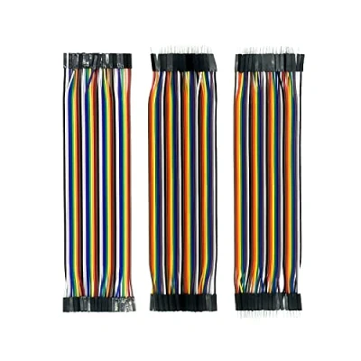 Imagen de QILUCKY Jumper Wire cable Set 3 x 40 piezas cada 20 cm, hembra hembra, macho puentes de 28 AWG alambre para Arduino Raspberry Pi (juego 3)