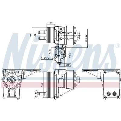 Imagen de NISSENS 91328 Radiador de aceite con alojamiento del filtro FORD: Transit Mk6 Furgón, Bus, Mk5 Furgón