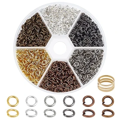 Imagen de PandaHall Elite 1 Box 6 Colors Iron Plated Jump Rings Unsoldered 4mm Diameter Jewelry Making Findings