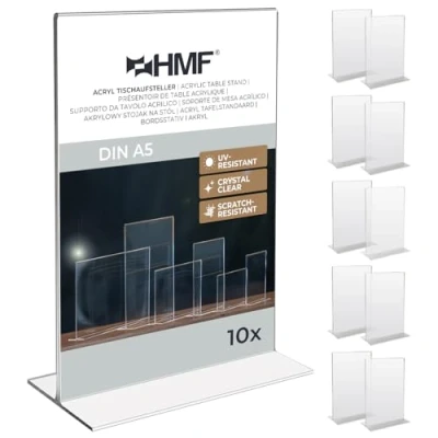 Imagen de HMF 46921 Soporte de Sobremesa recto Acrílico 10 Piezas DIN A5 Vertical Transparente