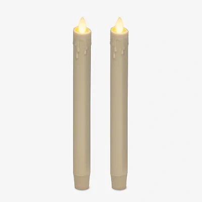 Imagen de Luminara Juego de 2 velas cónicas cera color marfil sin llama (1 x 9.5 pulgadas), vela LED móvil, real perfume con función temporizador superior goteado, mesa, chimenea,