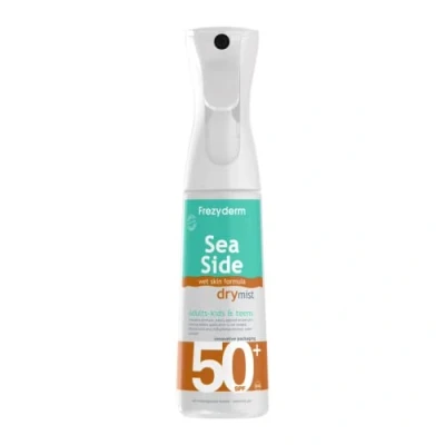 Imagen de FREZYDERM Sea Side Bruma Seca Protector Solar SPF 50 Spray Facial y Corporal para Niños, Adultos Crema de Absorción Rápida Resistente al Agua 300ml