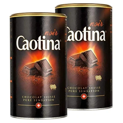 Imagen de Caotina noir, Cacao en Polvo de Chocolate Oscuro Suizo, Bebida Caliente Chocolate, Pack Doble, 2 x 500 g